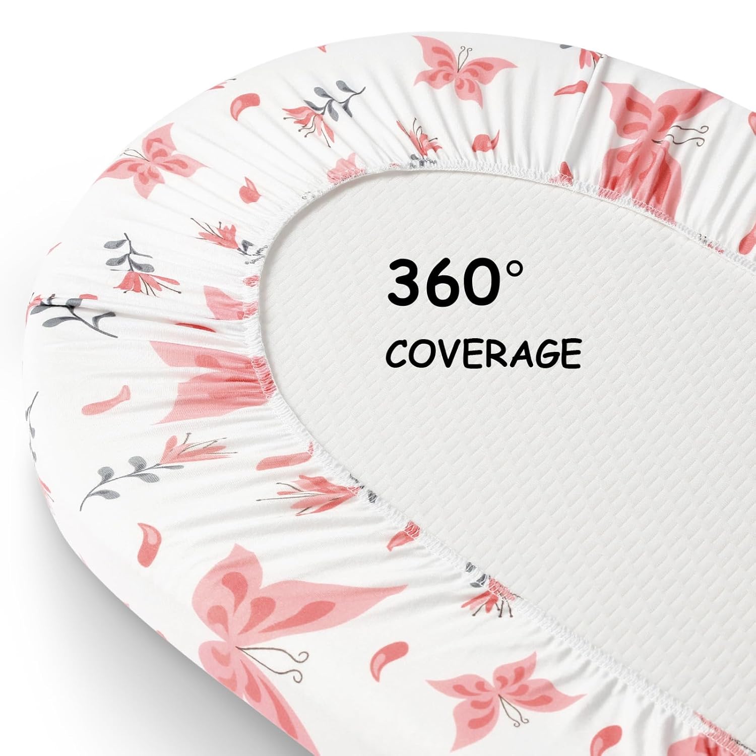 Yoofoss Bassinet Sheets - 3-Pack Fitted Baby Sheets for Halo & Baby Delight | Soft Breathable Design (Pink & Butterflies)
