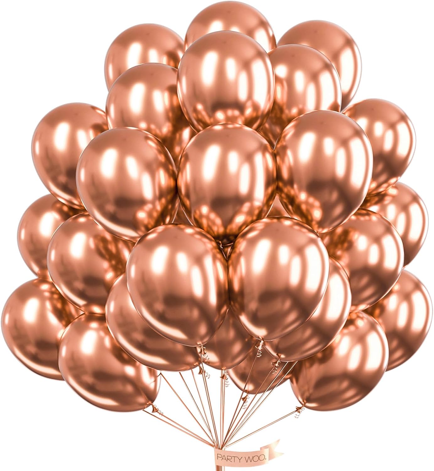 PartyWoo Rose Gold Balloons - 100pcs 12 Inch Metallic Chrome for Weddings & Celebrations