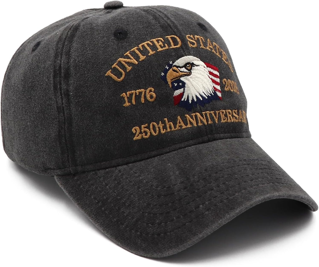 USA 250th Anniversary Hat - Patriotic Baseball Cap with Embroidered Eagles | Unisex 1776-2026