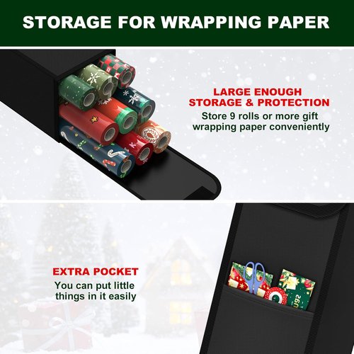 Christmas Wrapping Paper Storage Container - 30 Inch Organizer for 9 Rolls | Durable 600D Fabric