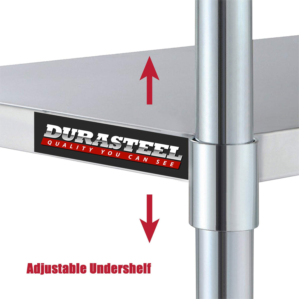 DuraSteel Galvanized Under Shelf for Work Tables - Extra Adjustable Lower Shelf for 30" x 24" Stainless Steel and Wooden Worktables - Fits for use in Restaurant, Warehouse, Home, Kitchen, Garage
