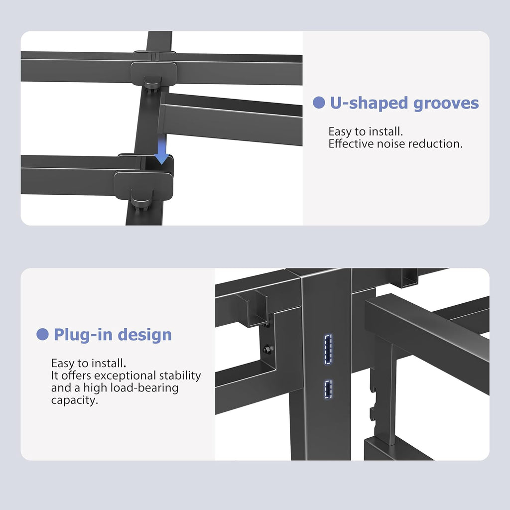 NKZ 24-Inch Full Size Bed Frame - Heavy Duty Metal Platform with Round Corner Legs & Noise-Free Design
