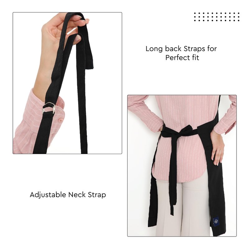 Encasa XO Adjustable Kitchen Cotton Apron With Pockets & Towel Holder Of Size 27x33 in (Full Black) for Men & Women Chefs For Cooking & Baking in Home, Restaurants & Barbeque