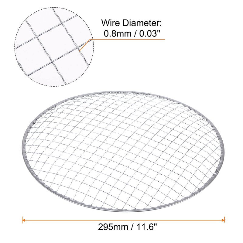 HARFINGTON 5pcs Round BBQ Grill Net 11.6"x0.9" Galvanized Iron Barbecue Mesh Mat for Baking Smoking Charcoal Grilling Roasting