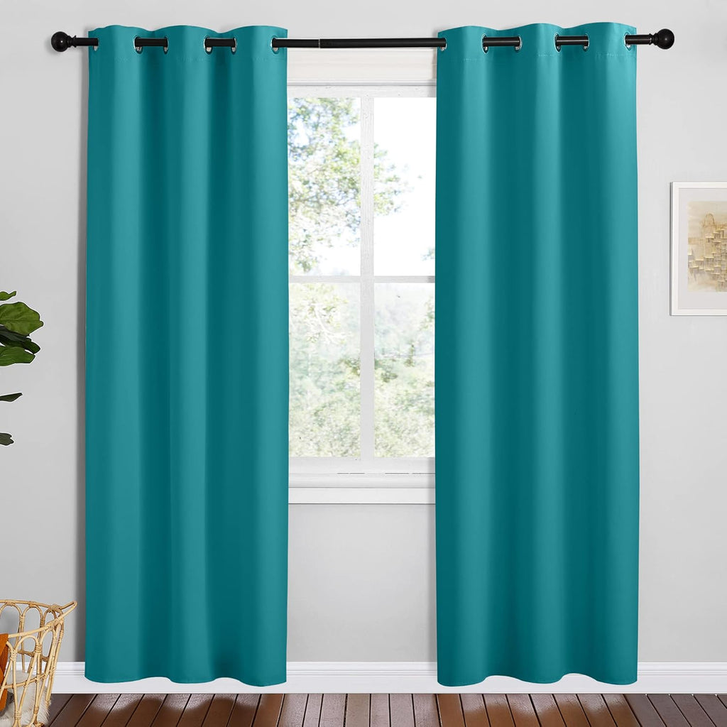 NICETOWN Room Darkening Curtains - Thermal Insulated Grommet Blackout Panels, Peacock Teal, 78" Length, 2 Pieces