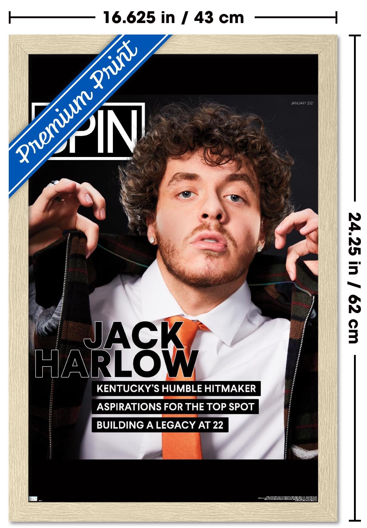Trends International SPIN Magazine - Jack Harlow 21 Wall Poster, 22.4L x 14.7W, Blonde Framed Version