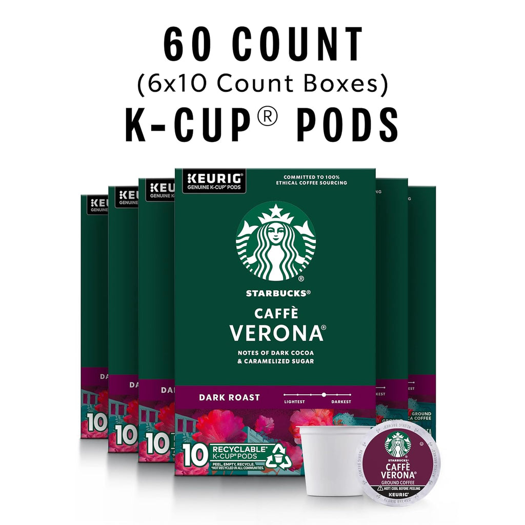 Starbucks K-Cup Coffee Pods - Dark Roast Caffè Verona for Hot or Iced Coffee | 60 Count