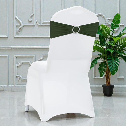 MDS Spandex Chair Sashes - Universal Fit Elastic Stretch Bands with Buckle for Weddings | Olive Green, Pack of 250