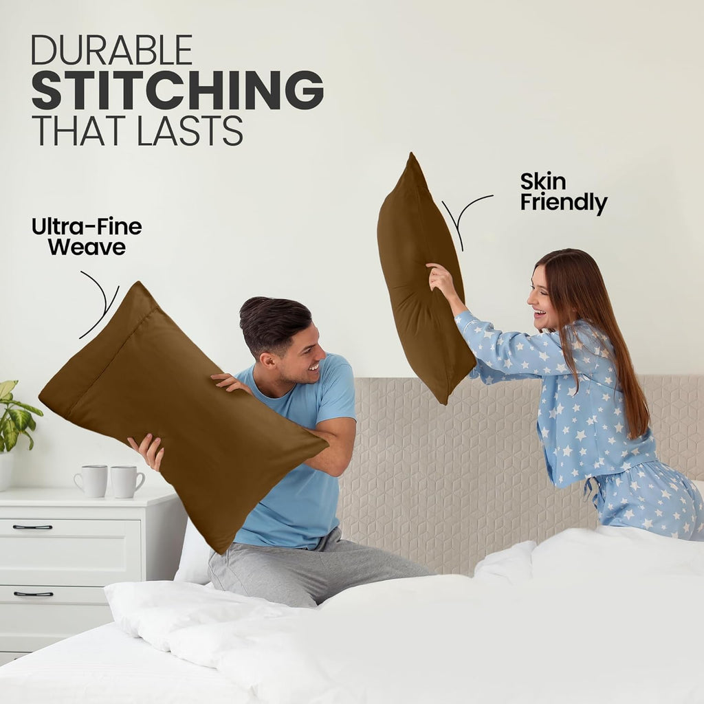 Utopia Bedding Standard Pillow Cases - Soft Brushed Microfiber - 2 Pack, Mocha | 20 X 26 Inches