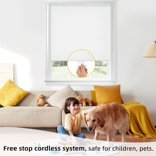 ChrisDowa 100% Blackout Roller Blinds - Cordless Thermal Insulated Shades | White, 31" W X 72" H