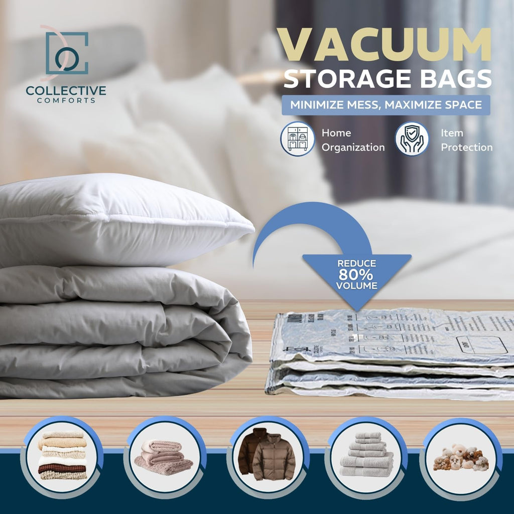 Vacuum Storage Bags by [Brand Name] - 8 Pack of 4 XXL & 4 Jumbo Compression Bags for Bedding & Clothing