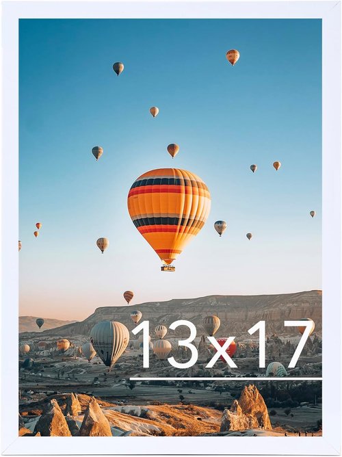 JCJMY 13x17 Picture Frame - White Wall Mount Frame for Horizontal or Vertical Display | Shatter-Resistant Plexiglass