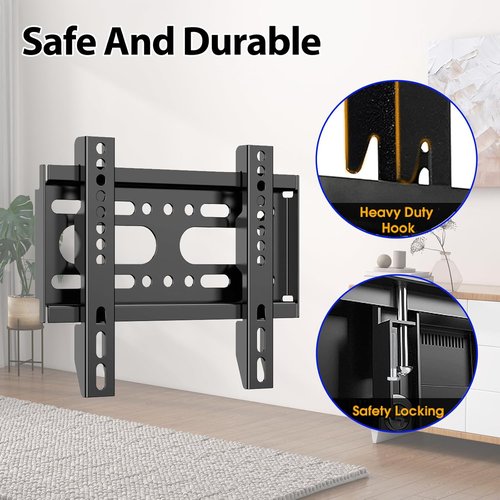 Fixed TV Wall Mount - Skiennix 14-42" Flat Screen Bracket | Easy Install, VESA Up to 200x200mm, 55lbs Max Load