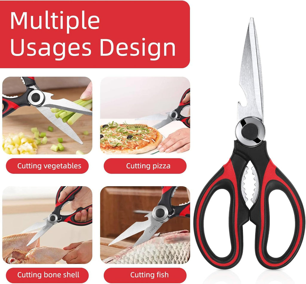 Raptor Kitchen Scissors - Heavy Duty Stainless Steel Multi-Function Shears | Dishwasher Safe, 2-Pack