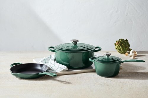 Le Creuset Enameled Cast Iron Cookware Set - 5-Piece in Artichaut Color for Versatile Cooking