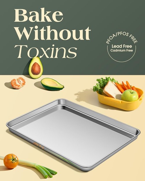 Commercial Grade Stainless Steel Baking Sheet Set by [Brand Name] - Thicker Nonstick Cookie Trays | 18 x 13 Inch, Warp Resistant