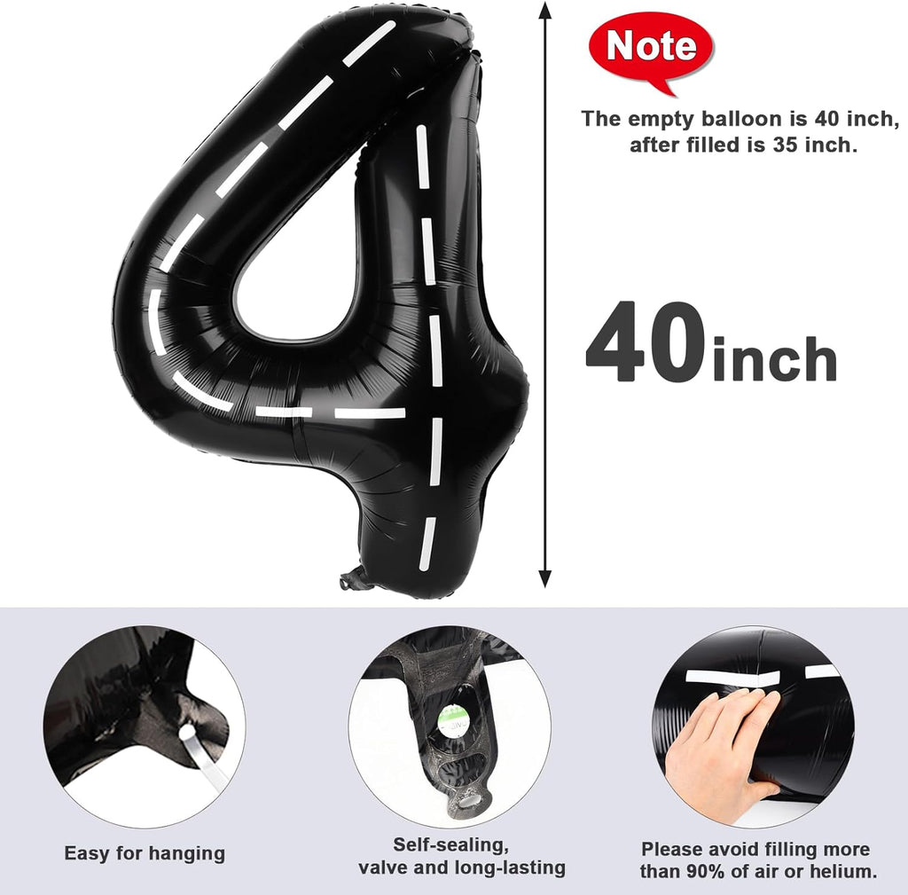 40 Inch Large Number Balloons by [Brand Name] - Black 4 Balloon for Birthday & Graduation Celebrations