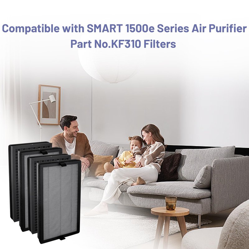 Popurure KF310 Replacecment Filter Compatible with Kenmore SMART 1500e Series Air Purifier PM3020, Part No.KF310 Filters, with 3-in-1 True HEPA Filters, 4-Pack