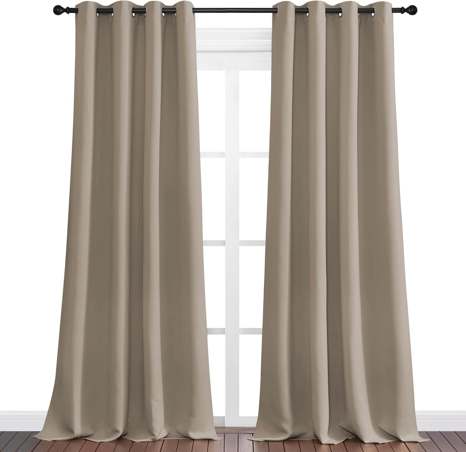 NICETOWN Taupe Blackout Curtains - 96" Long, 55" Wide | Sound Reducing & Energy Efficient for Modern Spaces