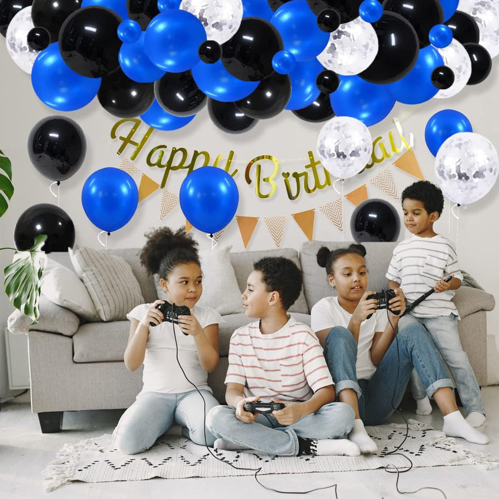 Royal Blue & Black Balloon Garland Arch Kit - Perfect for Boss Theme Baby Showers & Video Game Birthdays