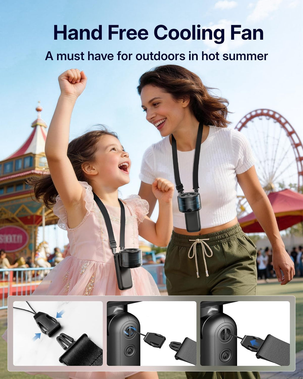Skiennix Misting Fan - Portable Handheld Turbo Fan with Cool Mist Spray, 4000mAh Rechargeable Battery | Black