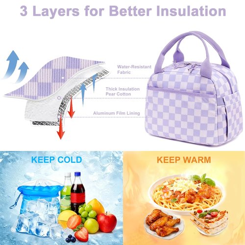 Bluboon Lunch Bag for Women Men Cute Corduroy Lunch Tote Bags Reusable Insulated Lunch Box Large Capacity Reusable Insulated Cooler for Work Picnic or Travel