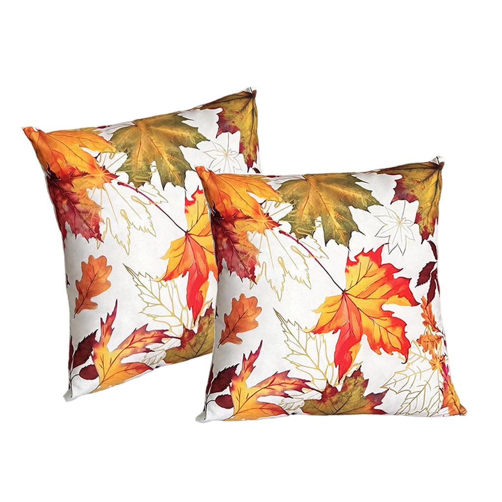 Treasborn Fall Pillow Covers 18x18 Set of 2 Maple Leaf Pillow Case Autumn Decoration for Home Outdoor Square Soft Throw Pillow Cover