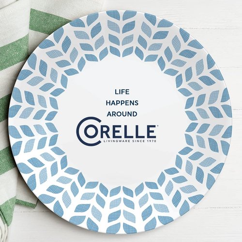 Corelle Global Collection Vitrelle 6-Piece Dinner Plate Set, Triple Layer Recycled Glass, Lightweight Eco-Friendly Round 10-1/4-Inch Plates Set, Northern Pines