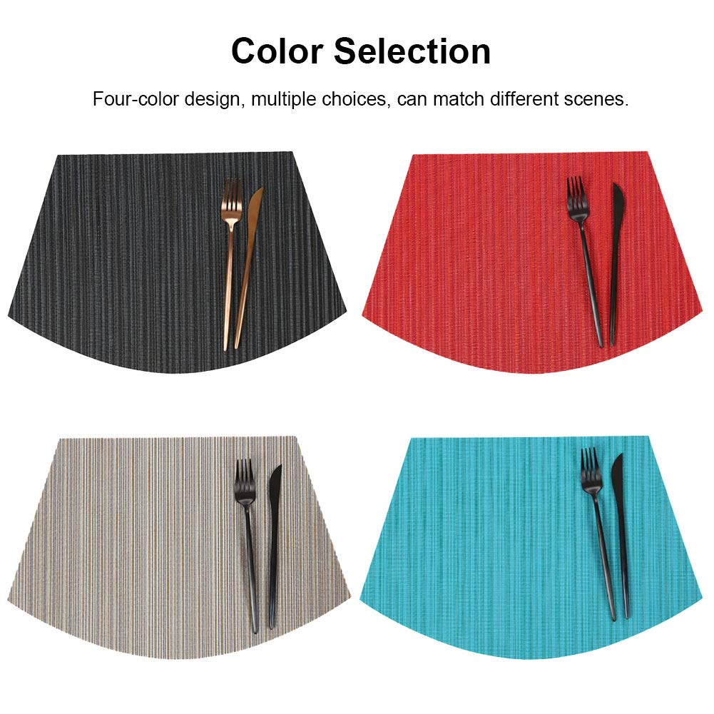 SvaTao Round Table Placemats Wedge Shaped Place Mat with Centerpiece Round Mat Table Mats Washable, Set of 7 Placemats for Dining Table(Red)