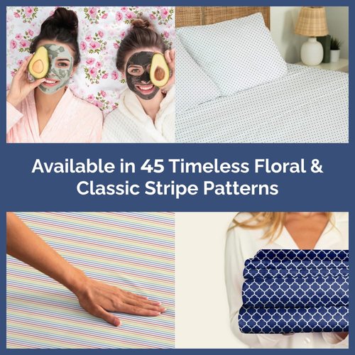 Floral Sheets - Floral Rose Bed Sheet Set - 1 Flat, 2 Fitted & 2 Pillowcases w/ Deep Pockets - Wrinkle & Fade Free - Boho Botanical Bedding - Ultra-Soft, Breathable and Cooling - Split King Size Set