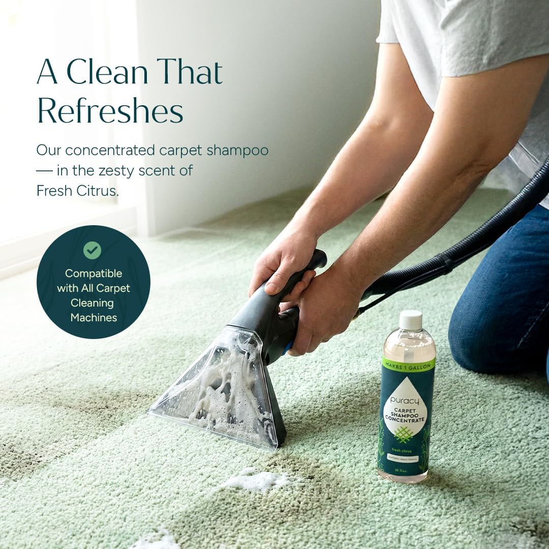 Puracy Carpet Shampoo - Pet Stain & Odor Remover | Concentrated Fresh Citrus, 25oz for Rugs & Upholstery