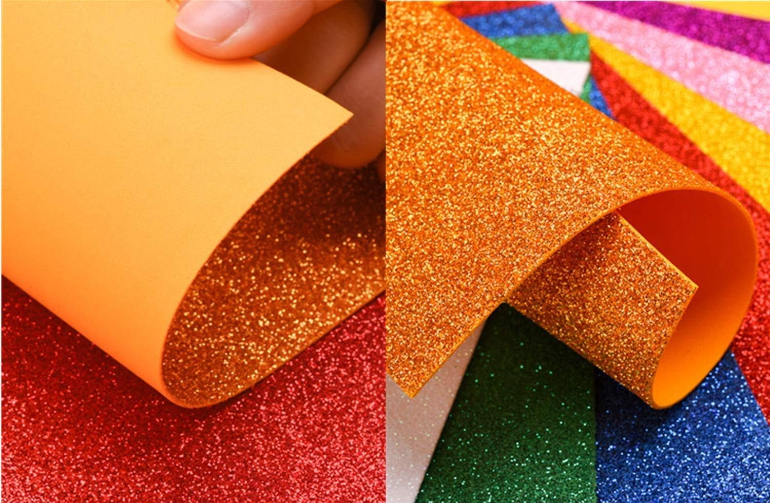 Skiennix Glitter Paper Sheets - Self-Adhesive A4 Craft Paper for DIY Projects | Multicolor Pack of 10