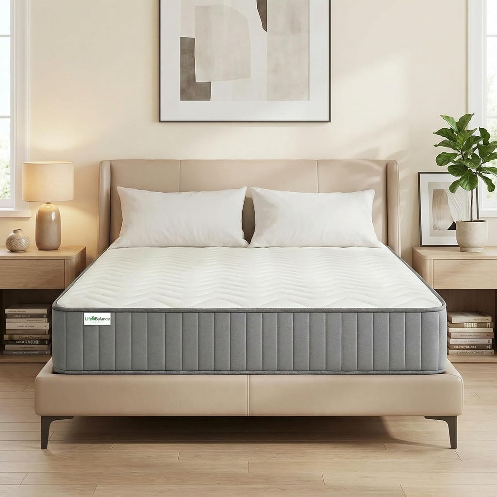 Serene 10 Inch King Hybrid Mattress - Premium Cooling Gel Memory Foam & Pocketed Coils for Spine Alignment & Pressure Relief, Medium Firm Feel, Fiberglass-Free, CertiPUR-US Certified