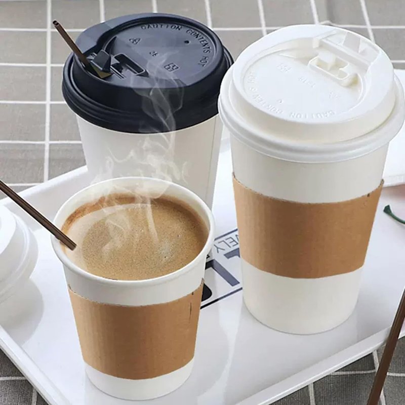 EchoDone Disposable Coffee Cup Sleeves for Hot or Cold Drinks Paper Corrugated Cups Jackets 200 Count Fit for 8oz 10oz 12oz 16oz Cups