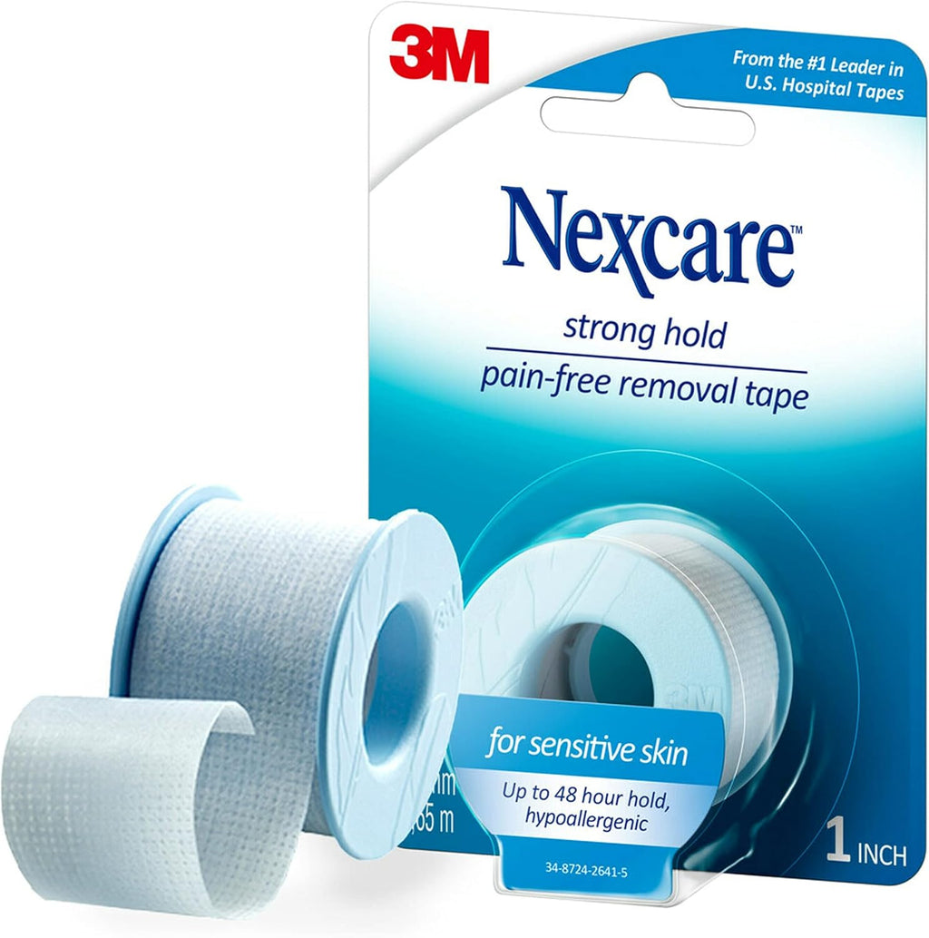 Nexcare Pain-Free Tape - Gentle Adhesive for Sensitive Skin | Easy Tear, 1 Roll