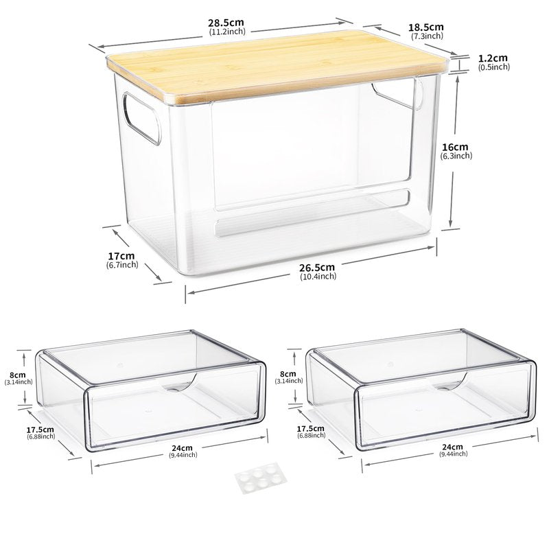 YAFFWA 3Pcs Extra Large Laundry Room Organization and Storage, Stackable Storage Drawers, Trash Bag Holder Under Sink, Garbage Bag Dispenser Roll Holder for Vanity, Bathroom,Cabinet,Desk Organization