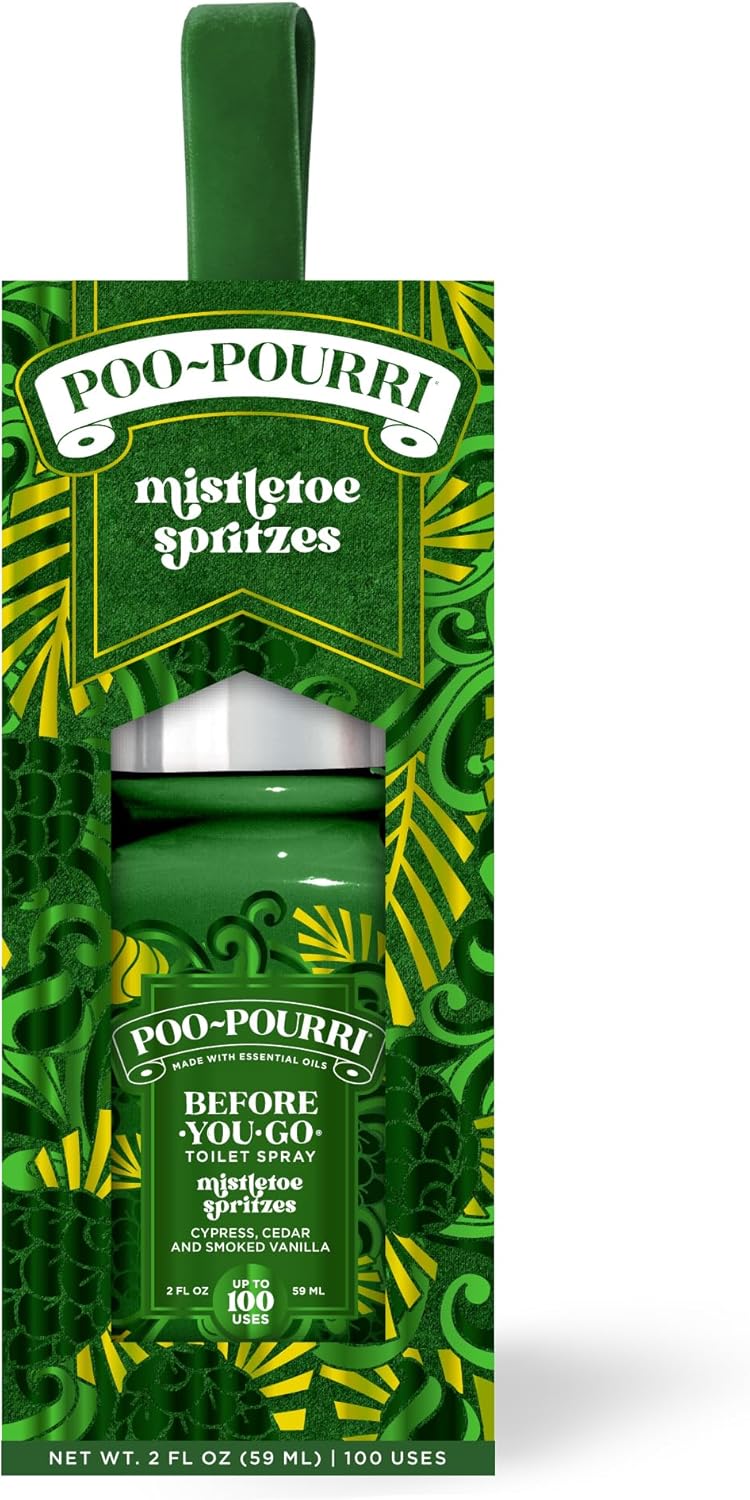 Poo-Pourri Toilet Spray - Mistletoe Spritzes, 2 Fl Oz | Cypress, Cedar & Smoked Vanilla Scent