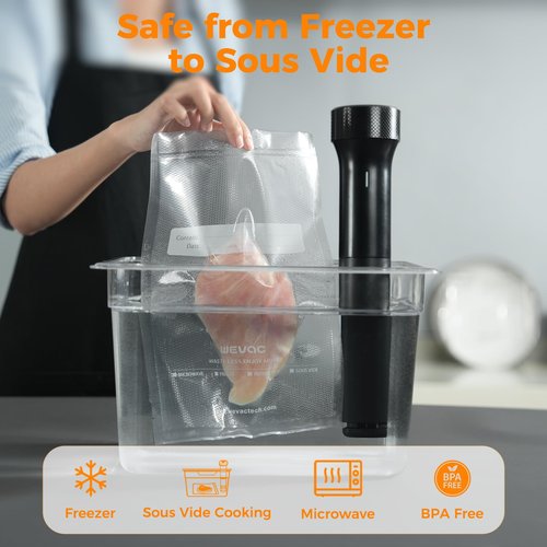 Wevac Vacuum Sealer Bags 11x16' Rolls 6 pack for Food Saver, Seal a Meal, Weston. Commercial Grade, BPA Free, Heavy Duty, Great for vac storage, Meal Prep or Sous Vide