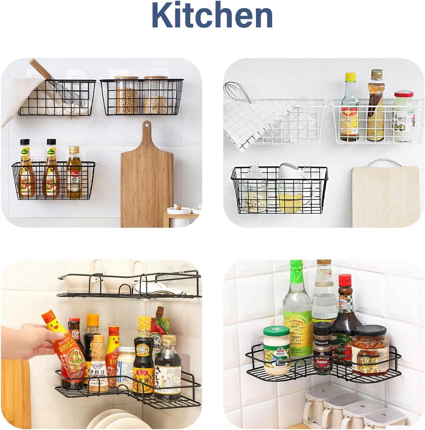 YOLOPLUS+ Shower Caddy Adhesive Hooks - 8 Pack Strong Sticker Hooks for Bathroom & Kitchen | No Drilling
