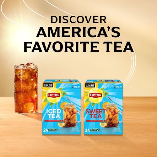 Lipton Unsweetened Black Iced Tea K-Cups | 24-Pack for Keurig - Rainforest Alliance Certified, Smooth Flavor