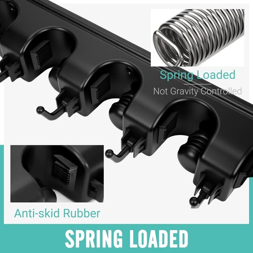 InPoTo Broom and Mop Holder - Wall Mounted Organizer with 5 Ball Slots & 6 Hooks | 2-Pack