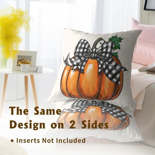 Giwawa Fall Pumpkin Throw Pillow Covers 18X18 Inch Set of 2 Autumn Thanksgiving Farmhouse Harvest Decorative Pillowcases Cushion Case for Couch Bed Sofa Patio Porch Outdoor Home Decor