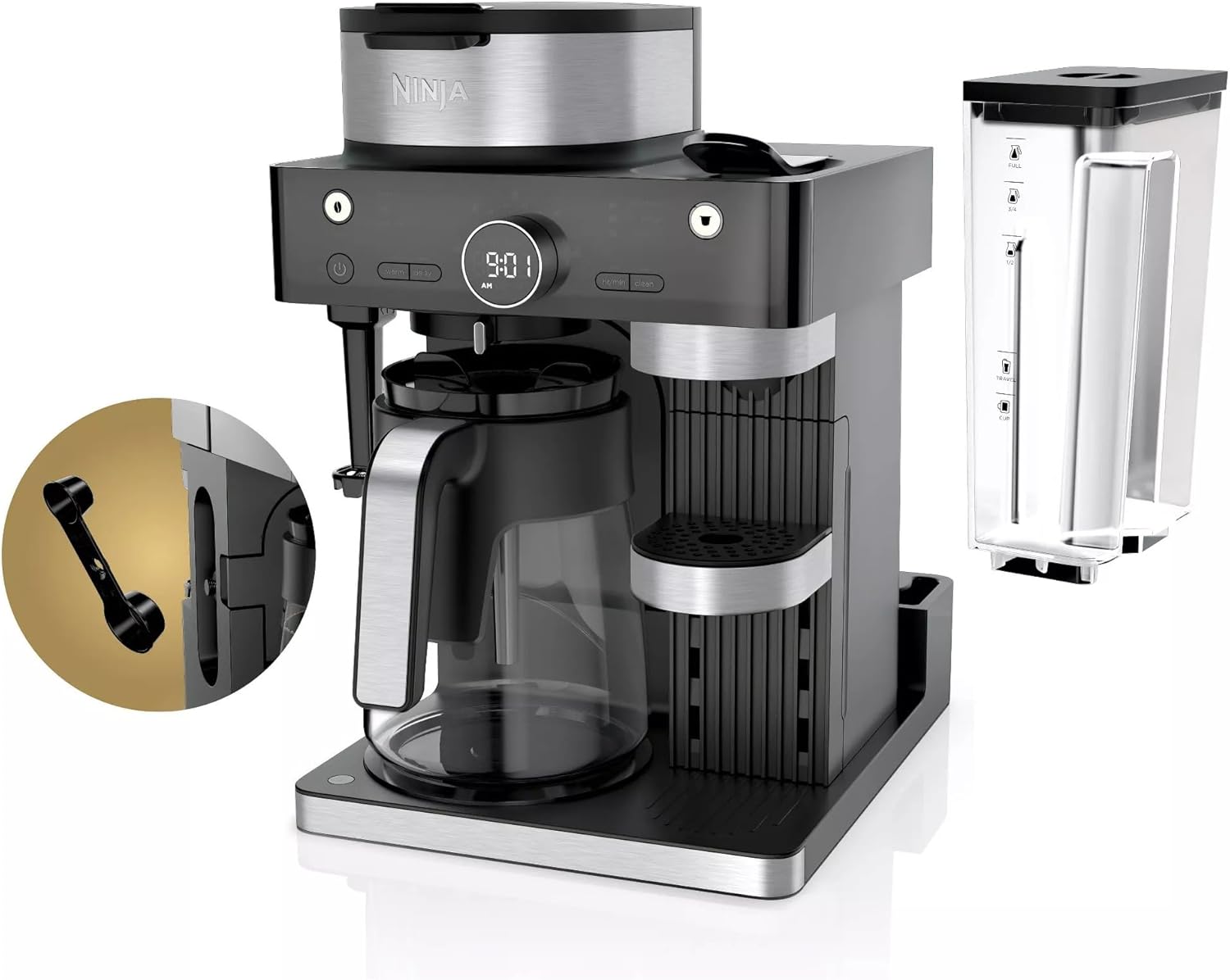 Ninja Refurbished CFN601 Espresso & Coffee Barista System - Single-Serve & 12-Cup Carafe with Built-In Frother