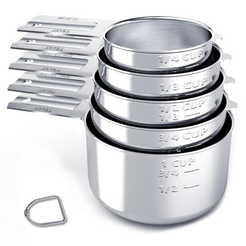 TILUCK Stainless Steel Measuring Cups Set,Kitchen Gadgets for Cooking & Baking,Set of 5