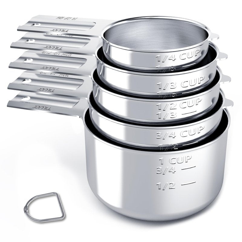 TILUCK Stainless Steel Measuring Cups Set,Kitchen Gadgets for Cooking & Baking,Set of 5