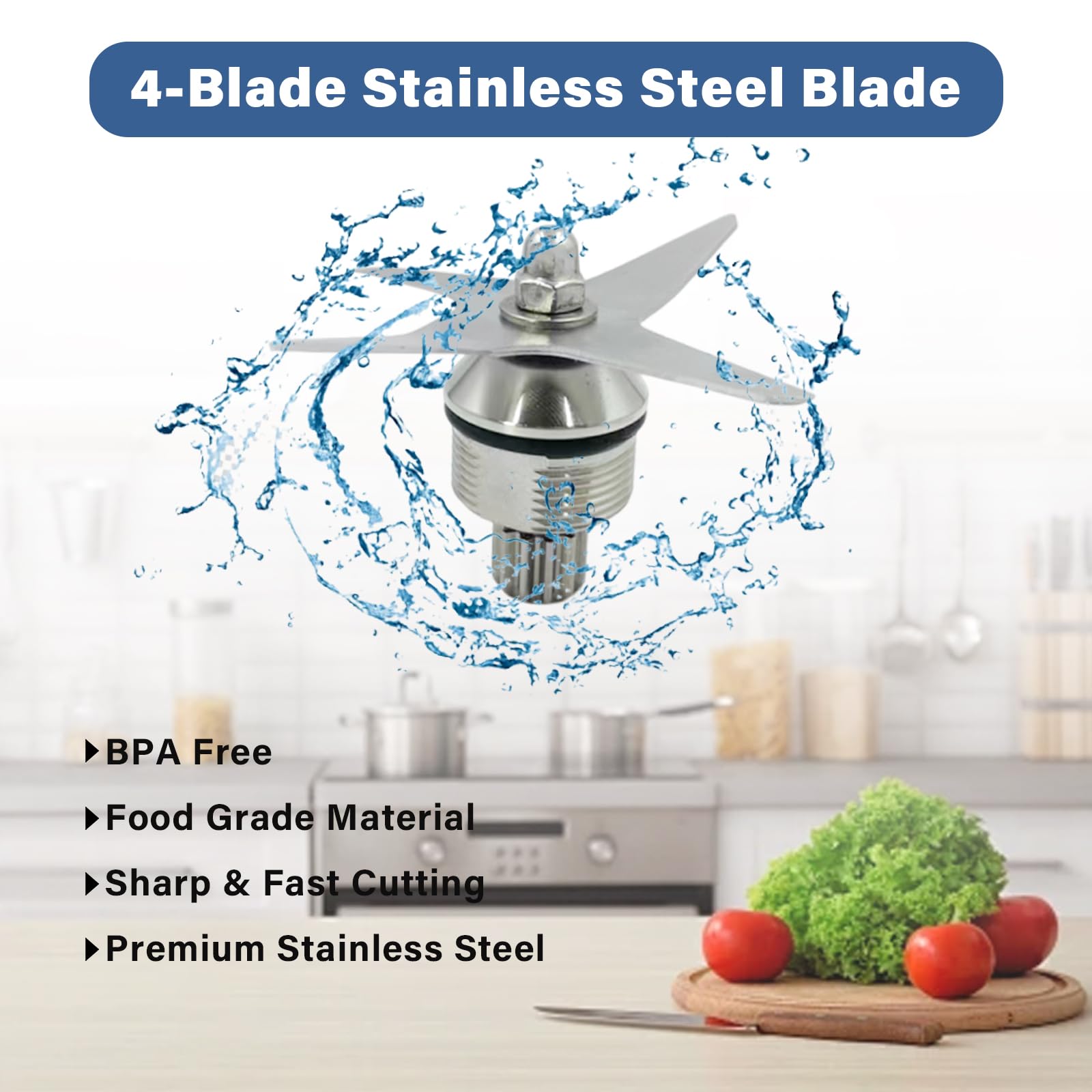 Blade Replacement for 64 oz Low Profile Container, Compatible With Professional Series 750 7500 5300 780 E320 Blender with 64oz Low Profile Container, 105733 Wet Blade Assembly Parts - 1YR Replacement