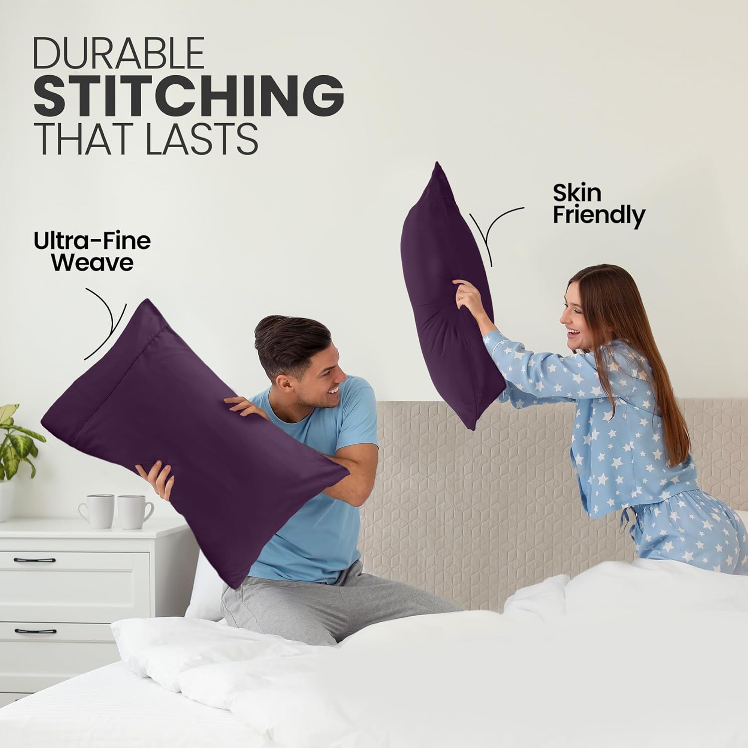 Utopia Bedding Queen Pillow Cases - Soft Brushed Microfiber - 2 Pack, Fade Resistant | 20 x 30 Inches, Purple