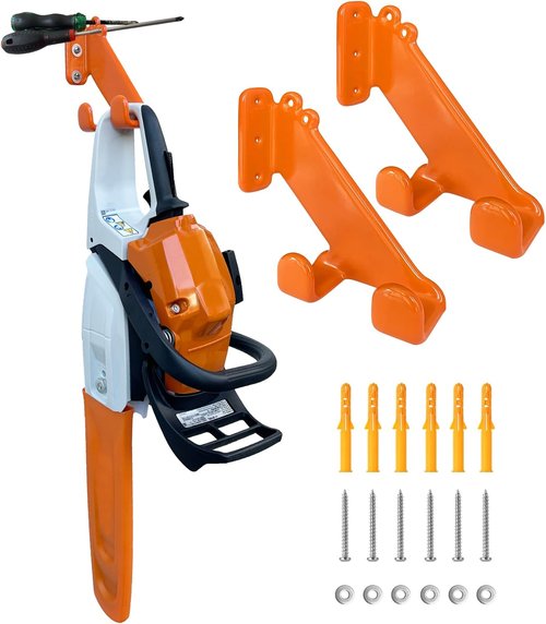 Chainsaw Hanger - Heavy Duty Wall Mount Holder for Garage Organization | 2 Pack Storage Solution
