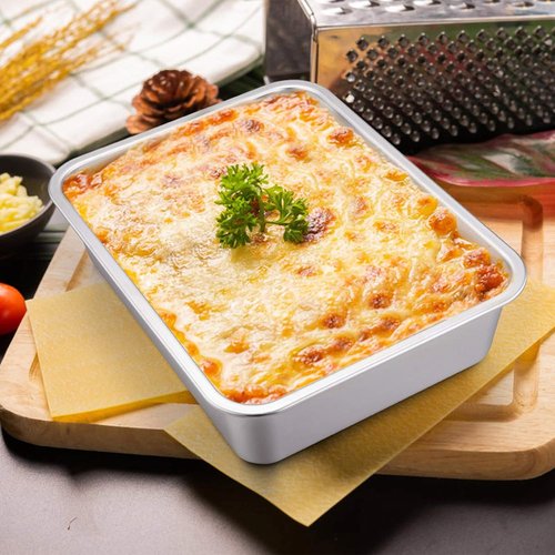 E-far Lasagna Pan Set - Deep Stainless Steel Baking Pans | Non-Toxic, Heavy Duty, 12.75 x 10 x 3.2 Inches