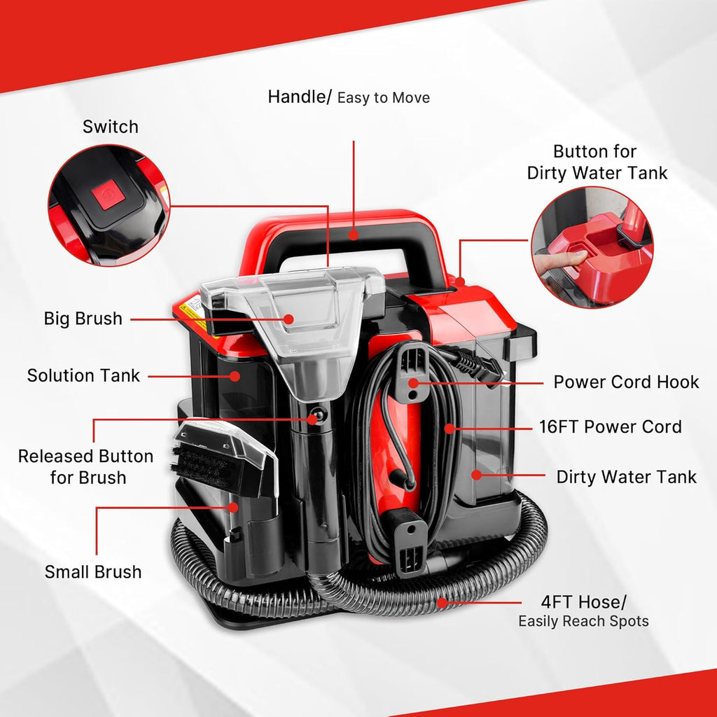 Shop-Vac Portable Carpet Cleaner - Powerful Spot Cleaner for Pet Stains | Lightweight Design with Two Solutions